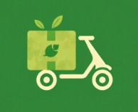 Scooter deliver icon in green for free shipping